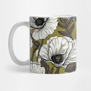 Poppy garden in white and green Mug